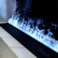 Meuble TV avec foyer encastré à brume, foyer décoratif à flamme simulée LED réaliste et naturelle avec un grand espace de rangement