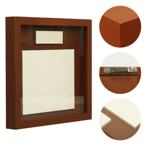 FSC & BSCI Armoire murale <span class=keywords><strong>en</strong></span> bois à cadre de boîte d'ombre avec support <span class=keywords><strong>en</strong></span> liège <span class=keywords><strong>et</strong></span> porte à charnière cursive lambrissée <span class=keywords><strong>en</strong></span> acrylique - Product Image 5