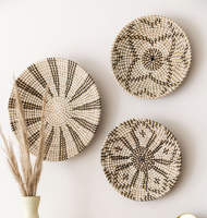 Lot de 3 paniers en osier ronds Boho Art déco pour décoration murale Prix de gros pour salle de bain Home Anniversary Decor Rope Format