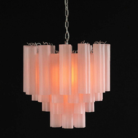 JYLIGHTING Retro MURANO South Seas Mid-Century Modern Lampu Kristal Kaca Mewah dengan Ketinggian yang Dapat Disesuaikan untuk Ruang Tamu/Ruang Makan Gaya Retro Villa