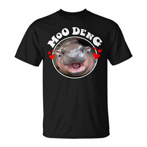 T-shirt Moo Deng Baby Hippo noir unisexe taille adulte S M L XL XXL - Product Image 2