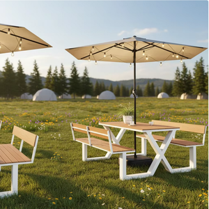 <span class=keywords><strong>Table</strong></span> <span class=keywords><strong>de</strong></span> pique-nique métallique toutes saisons à prix d'usine <span class=keywords><strong>avec</strong></span> <span class=keywords><strong>trou</strong></span> pour <span class=keywords><strong>parasol</strong></span>, mobilier d'extérieur <span class=keywords><strong>de</strong></span> qualité commerciale pour restaurants et bistrots - Product Image 2