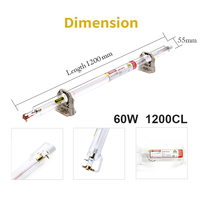 Tabung Laser CO2 EFR F4 100w 1450mm*80mm USA IIVI Mirror Windows Germany Discharge Tube Garansi 1 Tahun