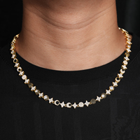 Bijoux fantaisie design tendance 8mm collier glacé en laiton plaqué or AAAAA Zircon soleil lune étoile chaîne à maillons pour hommes femmes