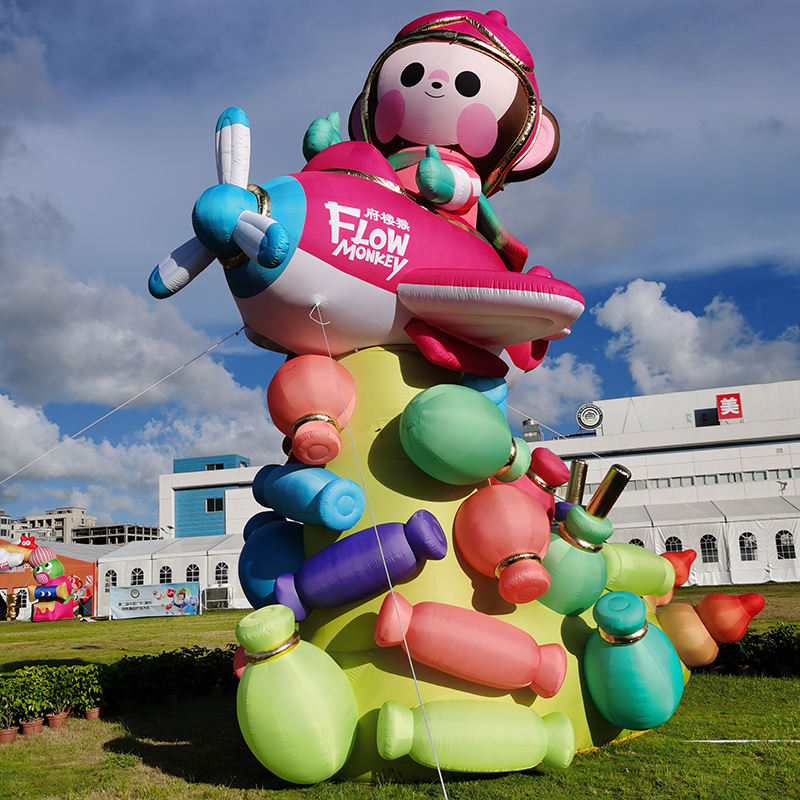 Inflating Monkey 8m Waterproof Giant Inflatable Cartoon Monkey Mascot Sculpture with ...
