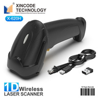 Xincode 1D Lector de código de barras inalámbrico de mano 2,4G Lector de código de barras USB 1D Escáner de código de barras COMS Pistola de escaneo para código de barras de papel