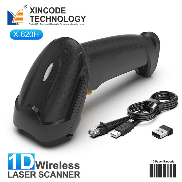Xincode 1D Wireless Barcode Reader Handheld 2.4G Bar Code Reader USB 1D  Barcode Scanner COMS Scan Gun  for Paper bar Code