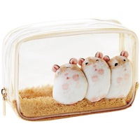 Trousse de Maquillage Transparente en PVC en Forme de Cube, Motif Hamster Clair, Sac de Toilette Étanche, Trousse Cosmétique Créative
