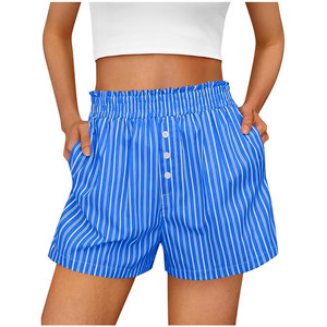 RTS 2026 <strong>for</strong> Spring/Summer Cross-Border New Best-Selling <strong>Womens</strong> Striped Button Fly Casual Polyester Commuter <strong>Shorts</strong> - Product Image 4