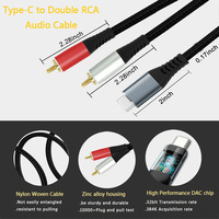 Câble audio personnalisé à double TYPE-C de lotus pour connecter le système audio de la carte son du téléphone USB-C combinaison RCA stéréo 1080p