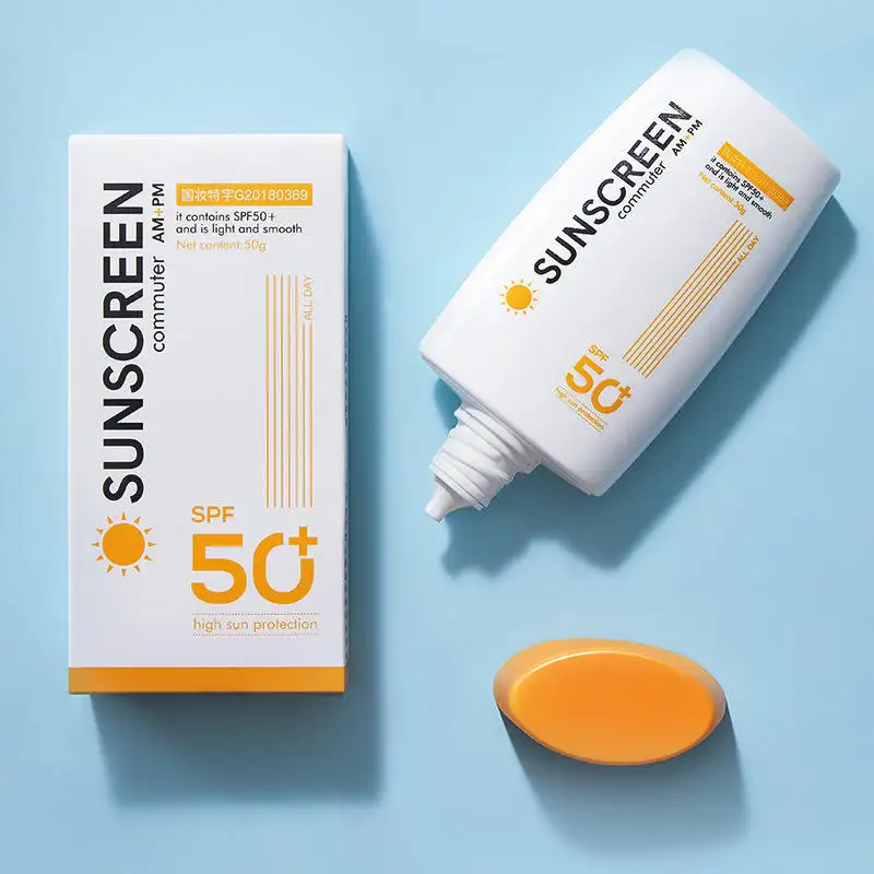 Özel etiket SPF 50 + güneş kremi 48g toptan özelleştirilmiş Uv koruma yüz vücut ferahlatıcı nemlendirici güneş kremi ve losyon