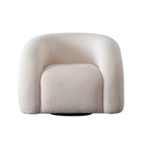 Fauteuil pivotant de style européen en tissu polaire d'agneau ivoire avec dossier en forme de baril incurvé