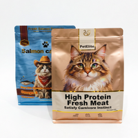 Sachet d'emballage personnalisé de qualité supérieure 150g 250g à haute barrière, souple, anti-UV, à fond plat, pour aliments pour animaux de compagnie (chiens et chats), avec fermeture éclair réutilisable