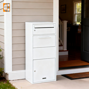 Boîte de livraison de <span class=keywords><strong>colis</strong></span>, boîte <span class=keywords><strong>aux</strong></span> <span class=keywords><strong>lettres</strong></span> autoportante, grande, blanche, moderne, extérieure, avec poteau, résidentielle, en acier inoxydable, revêtement en poudre, bureau - Product Image 1