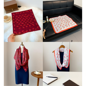 Sciarpa quadrata con stampa ciliegia 70x70 cm Accessorio moda in poliestere per donna Primavera Estate Multifunzionale - Product Image 2