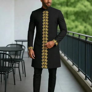 Ensemble de vêtements Dashiki pour <span class=keywords><strong>homme</strong></span>, style africain, été, polyester, manches longues, brodé, <span class=keywords><strong>2</strong></span> pièces, pour festival, mariage, affaires - Product Image 4