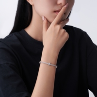 Pulsera de tenis de plata de ley S925 con diseño de trébol y detalles de moissanita de corte redondo de 5.4-5.8 CTW, joyería fina para mujer