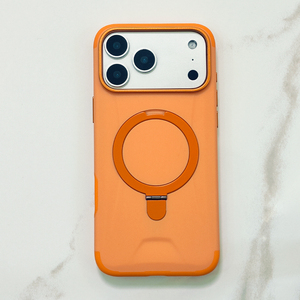 Coque magnétique antichoc fine et robuste avec support anneau métallique rotatif à 360° couleur <span class=keywords><strong>orange</strong></span> pour iPhone 18 17 Pro Max 16 15 14 13 Air - Product Image 1