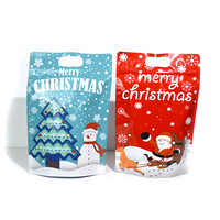 Sac d'emballage en plastique à fermeture éclair réutilisable Stand Up Display Christmas Ziplock Gift Candy Biscuit Bag