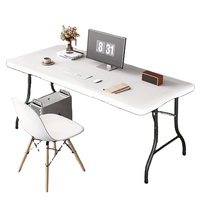 Table de bureau rectangulaire moderne avec pieds portables en plastique, mobilier d'extérieur pliable en aluminium pour usage extérieur