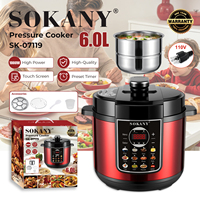 Cuisinière à pression mécanique Sokany, nouvelle, en acier inoxydable, électrique, avec cuve antiadhésive, programmable, 6L, pour usage domestique