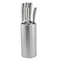 Qualité 430 Poignée 6pcs Cuisine En Acier Inoxydable Bloc De Couteaux Ensemble avec Support En Métal