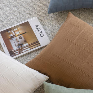 Minimalist Plaid Throw Pillow 45x45Cm Square Polyester Washable Living Room Decorative <b>Cushion</b> Pillowcase - Product Image 4