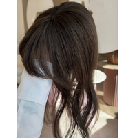 Prothèse capillaire 100% 120% densité fine, cheveux vierges russes lisses, blond cendré avec mèches, coupe bob avec frange, base mono en soie 3x5, closure et toppers en PU
