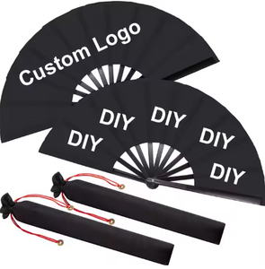 2025 Custom Logo 33cm Colorful Advertising DIY Bamboo Hand Held Fan Folding Hand Fan Promotional Gift