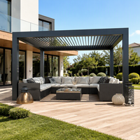 Abri de barbecue moderne incurvé 24x15m avec structure métallique, couverture imperméable pour patio, jardin, gazebo de jardin, terrasse