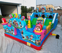 Château gonflable à thème chien Paw Dog avec double toboggan, structure de saut pour enfants en PVC, parcours d'obstacles pour la maison et le jardin