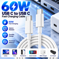 Kabel USB C ke USB C 60W PD 3A Pengisian Cepat, Kabel Data Charger Tipe C ke Tipe C untuk Ponsel, Tablet, Laptop, dan Perangkat USB C