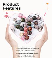 Manik-manik Silikon Food Grade 15mm Bermotif Bebas BPA, Manik Gigitan untuk Pembuatan Perhiasan Kalung Pena DIY, Manik Kunyah Sensorik