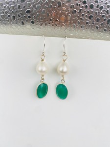 Pendientes de Plata de Ley 925 hechos a mano, joyería de alambre para oreja, Perla de ónix verde Natural para compromiso, fiesta de boda, gran regalo - Product Image 2