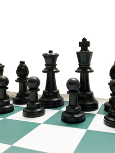 便携式儿童国际象棋套装 PU 皮革 9.5 厘米 51 厘米 黑白格纹棋盘 储物盒 额外棋盘棋子版 说明书 - Product Image 2