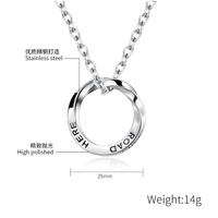Collier en acier inoxydable plaqué or 18 carats avec pendentif Mobius gravé, cercle torsadé géométrique, unisexe, cadeau minimaliste pour couple