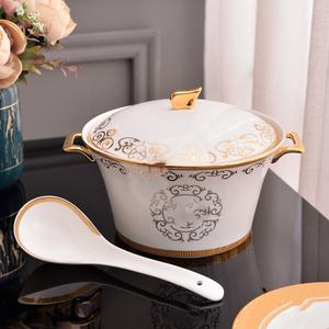 Service de table de luxe en porcelaine fine, style européen, avec bordure dorée, pour 6 personnes, coffret cadeau promotionnel pour salon - Product Image 5