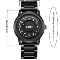 Dom 1769 Montre-bracelet en cuir imperméable à quartz inoxydable Montre boule de fer Squelette pour homme Cadran 42MM Pointeur boule roulante Horloge pour homme