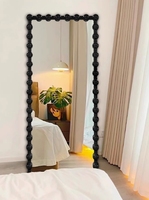 Miroir pleine longueur sur pied avec cadre perlé à bulles et bordure 3D de boules rouges pour chambre à coucher et décoration intérieure, vente en gros