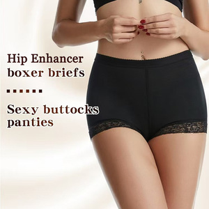 OEM Bragas de mujer tipo boyshort con encaje sexy, relleno de espuma viscoelástica extraíble, transpirables, de cintura alta y realce de glúteos acolchado - Product Image 3