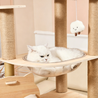 Grande Villa Moderne de Luxe pour Chat, Optimisant l'Espace, et Arbre à Chat Capsule avec Poteau à Gratter Écologique et Échelle