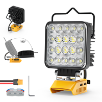 Lampu Kerja LED Portabel 60W 6000LM untuk Baterai Dewalt 20V Lampu Sorot Tanpa Kabel untuk Tempat Kerja USB Penerangan Darurat untuk Berkemah