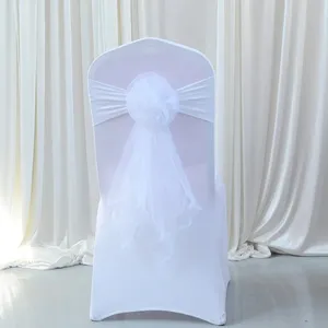 Milk Silk Mesh European Style Lace Floral Yarn Organza Black Chiffon Chair Sashes For Wedding