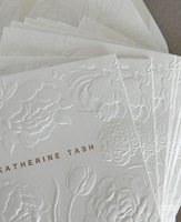 Cartes d'invitation et de remerciement personnalisées en relief 3D, imprimées en typographie, avec logo personnalisé et estampage à chaud doré sur papier