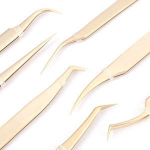 Hochwertige Wimpernzange, Wimpernverlängerungspinzette, Hochpräzise Pinzette für Künstliche Wimpern, Perlenverzierte Goldene Pinzette - Product Image 5