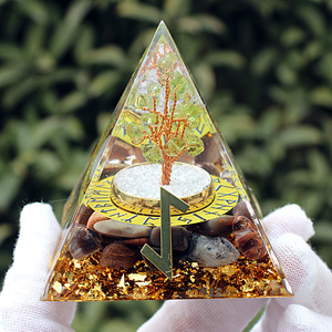 <b>Crystal</b> Pyramid Ornament With Rune <b>Tree</b> Design Resin Epoxy Home Decoration Diy Craft - Product Image 1
