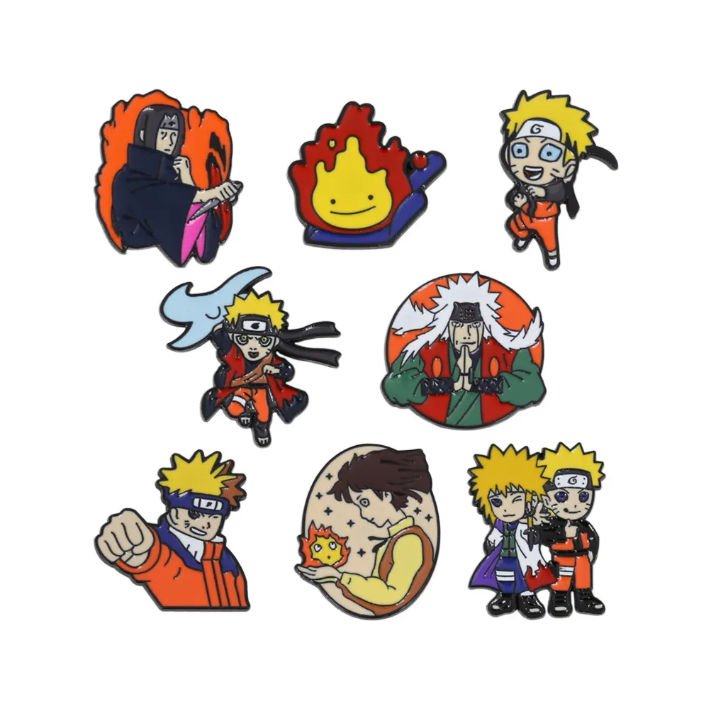 8 Desain Perhiasan Anime Jepang Pin Bros Logam Kakashi Itachi Uchiha Lencana untuk Cosplay Anime