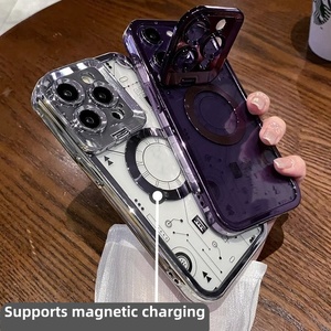 Custodia di lusso custodia magnetica <span class=keywords><strong>iPhone</strong></span> 15 <span class=keywords><strong>Pro</strong></span> Max <span class=keywords><strong>14</strong></span> 13 TPU custodia per telefono trasparente modello di percorso porta lenti - Product Image 2