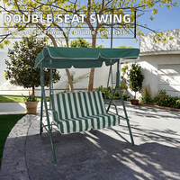 Meubles d'extérieur modernes et durables, chaise à bascule double avec cadre en métal et auvent pour patio et jardin, Aikeli Awning Factory