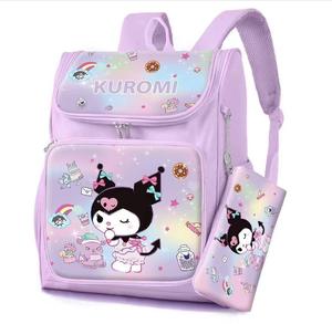 HL New Fashion Cartoon Kuromi Melody Nylon 2pc <strong>Backpack</strong> Girl Lovely Cinnamoroll Student Bag Big Capacity With Pencil Bag